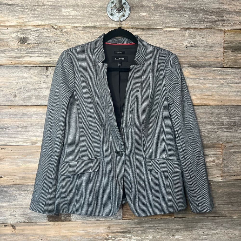 Talbots Classic Herringbone One Button Closure Bl… - image 1